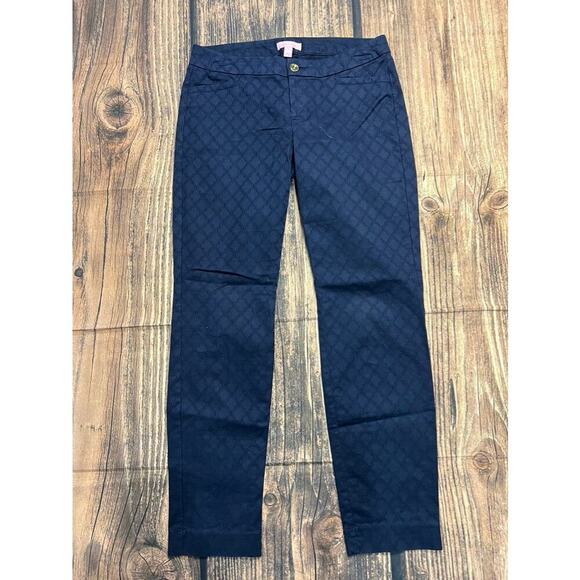 Lilly Pulitzer Women's Size 2 Blue Textured Ankle Skinny Pants‎ - Picture 1 of 4